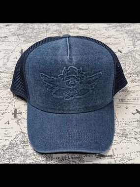 Boys Lie Summer Lovin Denim Trucker Hat | Embossed Cherub Mesh Snapback OSFA